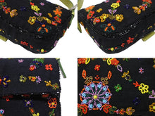 画像をギャラリービューアに読み込む, FENDI フェンディ ビーズ刺繍 マンマバケット ワンショルダーバッグ 26424 ブラック マルチカラー グリーン シルバー金具 ロゴ 美品 中古 4b006967