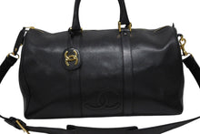 画像をギャラリービューアに読み込む, CHANEL シャネル ココマーク 2WAYバッグ ボストンバッグ ショルダーバッグ 3番台 キャビアスキン ブラック ゴールド金具 美品 中古 4b006989