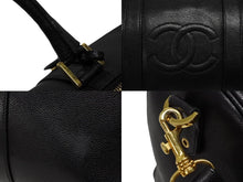 画像をギャラリービューアに読み込む, CHANEL シャネル ココマーク 2WAYバッグ ボストンバッグ ショルダーバッグ 3番台 キャビアスキン ブラック ゴールド金具 美品 中古 4b006989