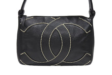 画像をギャラリービューアに読み込む, 極美品 CHANEL シャネル ワイルドステッチ ワンショルダーバッグ 9番台 ココマーク キャビアスキン ブラック ゴールド金具 中古 4b006992