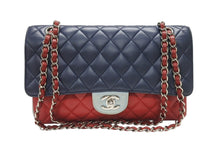画像をギャラリービューアに読み込む, CHANEL シャネル マトラッセ25 チェーンショルダー ショルダーバッグ Wフラップ 22番台 ラムスキン トリコロールカラー シルバー金具 美品 中古 4b007004