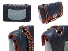 画像をギャラリービューアに読み込む, CHANEL シャネル マトラッセ25 チェーンショルダー ショルダーバッグ Wフラップ 22番台 ラムスキン トリコロールカラー シルバー金具 美品 中古 4b007004