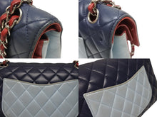 画像をギャラリービューアに読み込む, CHANEL シャネル マトラッセ25 チェーンショルダー ショルダーバッグ Wフラップ 22番台 ラムスキン トリコロールカラー シルバー金具 美品 中古 4b007004