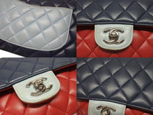 画像をギャラリービューアに読み込む, CHANEL シャネル マトラッセ25 チェーンショルダー ショルダーバッグ Wフラップ 22番台 ラムスキン トリコロールカラー シルバー金具 美品 中古 4b007004