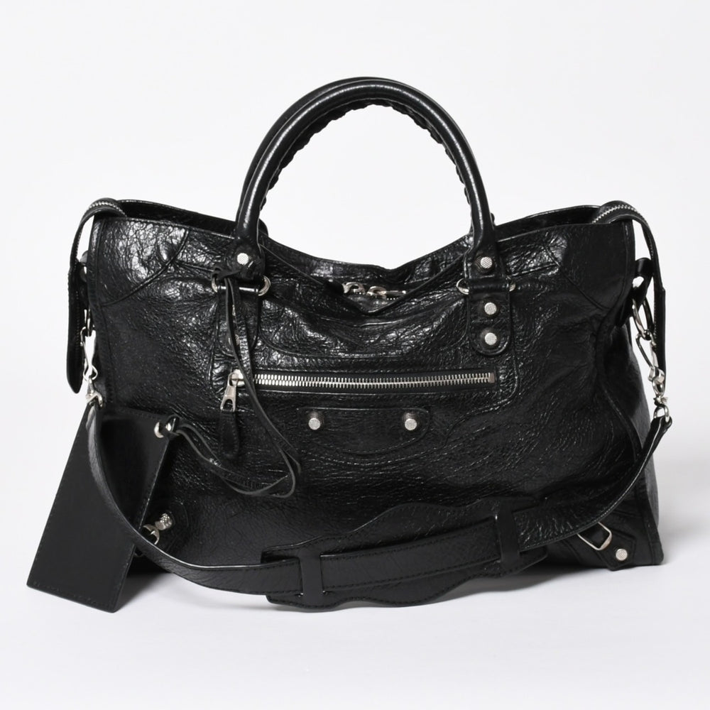 BALENCIAGA バレンシアガ ザ ジャイアントシティ 2WAY ハンドバッグ 281770 ショルダーバッグ ブラック シルバー金具 美品 中古 4a007005