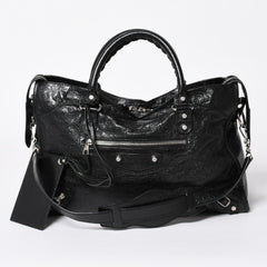 BALENCIAGA バレンシアガ ザ ジャイアントシティ 2WAY ハンドバッグ 281770 ショルダーバッグ ブラック シルバー金具 美品 中古 4a007005