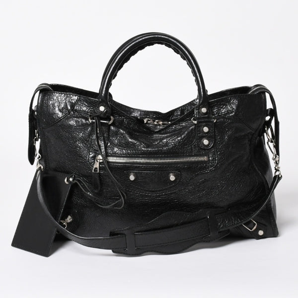 BALENCIAGA バレンシアガ ザ ジャイアントシティ 2WAY ハンドバッグ 281770 ショルダーバッグ ブラック シルバー金具 美品 中古 4a007005
