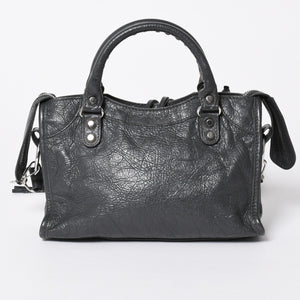 BALENCIAGA バレンシアガ クラシック ミニ シティ 2WAY ショルダーバッグ 300295 ダークグレー シルバー金具 良品 中古 4a007007