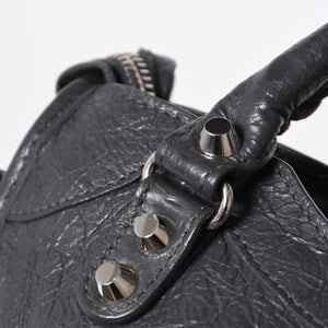 BALENCIAGA バレンシアガ クラシック ミニ シティ 2WAY ショルダーバッグ 300295 ダークグレー シルバー金具 良品 中古 4a007007