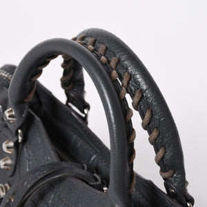 BALENCIAGA バレンシアガ クラシック ミニ シティ 2WAY ショルダーバッグ 300295 ダークグレー シルバー金具 良品 中古 4a007007