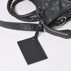 BALENCIAGA バレンシアガ クラシック ミニ シティ 2WAY ショルダーバッグ 300295 ダークグレー シルバー金具 良品 中古 4a007007