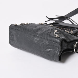 BALENCIAGA バレンシアガ クラシック ミニ シティ 2WAY ショルダーバッグ 300295 ダークグレー シルバー金具 良品 中古 4a007007