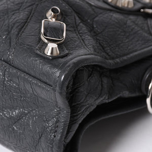 BALENCIAGA バレンシアガ クラシック ミニ シティ 2WAY ショルダーバッグ 300295 ダークグレー シルバー金具 良品 中古 4a007007