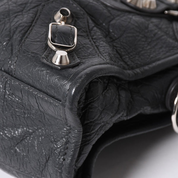 BALENCIAGA バレンシアガ クラシック ミニ シティ 2WAY ショルダーバッグ 300295 ダークグレー シルバー金具 良品 中古 4a007007