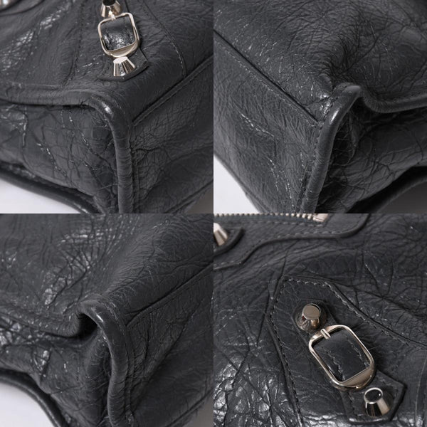 BALENCIAGA バレンシアガ クラシック ミニ シティ 2WAY ショルダーバッグ 300295 ダークグレー シルバー金具 良品 中古 4a007007
