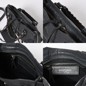BALENCIAGA バレンシアガ クラシック ミニ シティ 2WAY ショルダーバッグ 300295 ダークグレー シルバー金具 良品 中古 4a007007
