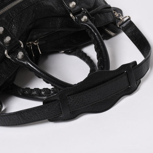 BALENCIAGA バレンシアガ ザ ジャイアントシティ 2WAY ハンドバッグ 281770 ショルダーバッグ ブラック シルバー金具 美品 中古 4a007005