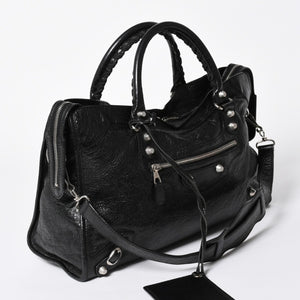 BALENCIAGA バレンシアガ ザ ジャイアントシティ 2WAY ハンドバッグ 281770 ショルダーバッグ ブラック シルバー金具 美品 中古 4a007005