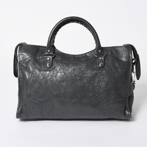 極美品 BALENCIAGA バレンシアガ ザ シティ 2WAY ハンドバッグ 115748 ショルダーバッグ ダークグレー シルバー金具 中古 4a007008