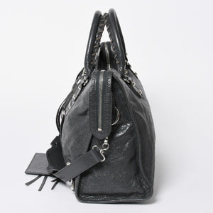 極美品 BALENCIAGA バレンシアガ ザ シティ 2WAY ハンドバッグ 115748 ショルダーバッグ ダークグレー シルバー金具 中古 4a007008