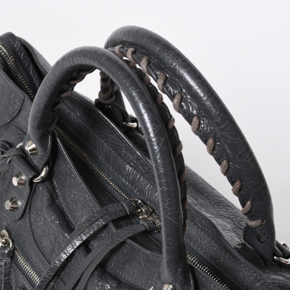 極美品 BALENCIAGA バレンシアガ ザ シティ 2WAY ハンドバッグ 115748 ショルダーバッグ ダークグレー シルバー金具 中古 4a007008