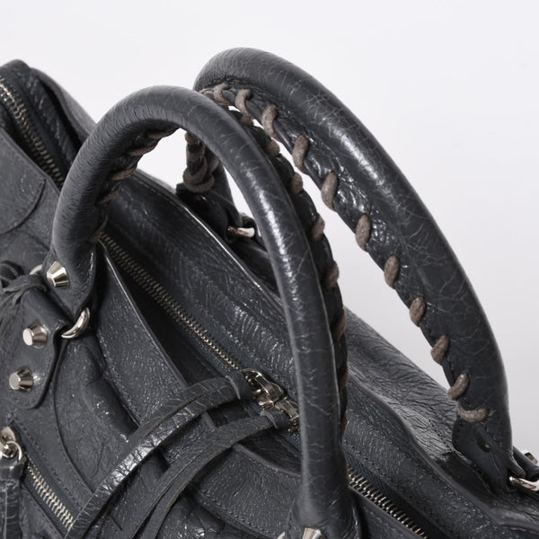 極美品 BALENCIAGA バレンシアガ ザ シティ 2WAY ハンドバッグ 115748 ショルダーバッグ ダークグレー シルバー金具 中古 4a007008