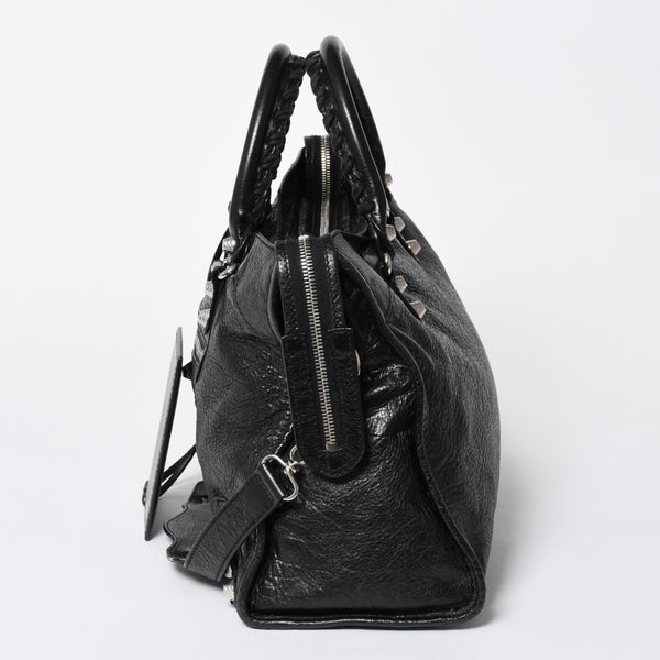 BALENCIAGA バレンシアガ ザ ジャイアントシティ 2WAY ハンドバッグ 281770 ショルダーバッグ ブラック シルバー金具 美品 中古 4a007005