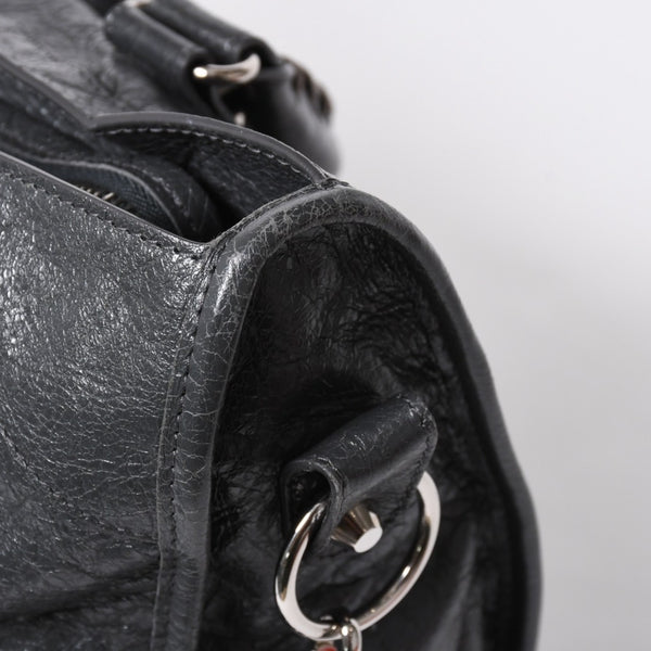 極美品 BALENCIAGA バレンシアガ ザ シティ 2WAY ハンドバッグ 115748 ショルダーバッグ ダークグレー シルバー金具 中古 4a007008