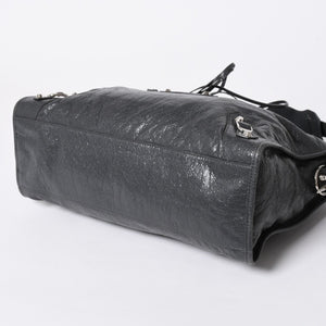 極美品 BALENCIAGA バレンシアガ ザ シティ 2WAY ハンドバッグ 115748 ショルダーバッグ ダークグレー シルバー金具 中古 4a007008