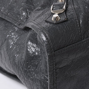 極美品 BALENCIAGA バレンシアガ ザ シティ 2WAY ハンドバッグ 115748 ショルダーバッグ ダークグレー シルバー金具 中古 4a007008