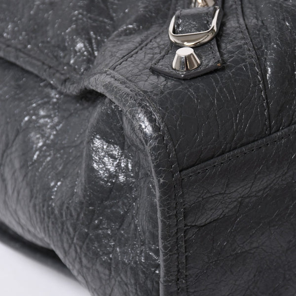 極美品 BALENCIAGA バレンシアガ ザ シティ 2WAY ハンドバッグ 115748 ショルダーバッグ ダークグレー シルバー金具 中古 4a007008