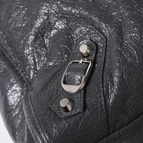 極美品 BALENCIAGA バレンシアガ ザ シティ 2WAY ハンドバッグ 115748 ショルダーバッグ ダークグレー シルバー金具 中古 4a007008