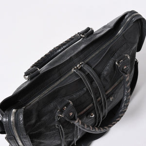 極美品 BALENCIAGA バレンシアガ ザ シティ 2WAY ハンドバッグ 115748 ショルダーバッグ ダークグレー シルバー金具 中古 4a007008
