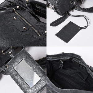 極美品 BALENCIAGA バレンシアガ ザ シティ 2WAY ハンドバッグ 115748 ショルダーバッグ ダークグレー シルバー金具 中古 4a007008