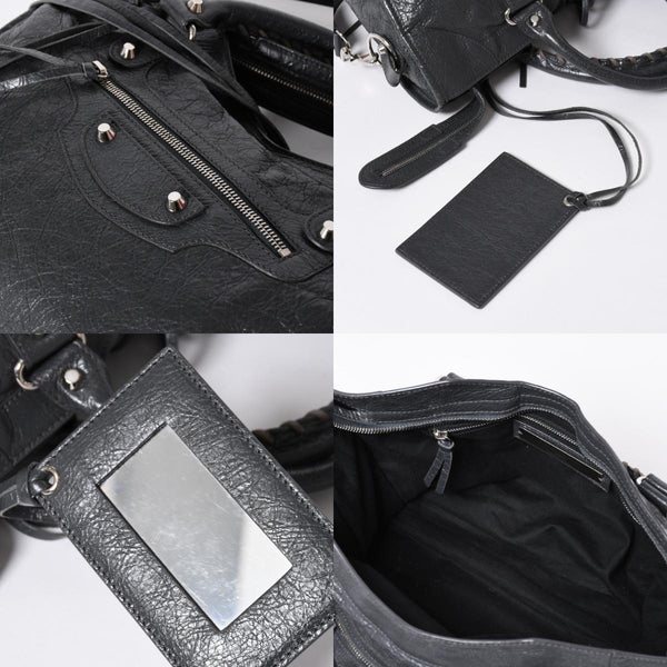 極美品 BALENCIAGA バレンシアガ ザ シティ 2WAY ハンドバッグ 115748 ショルダーバッグ ダークグレー シルバー金具 中古 4a007008