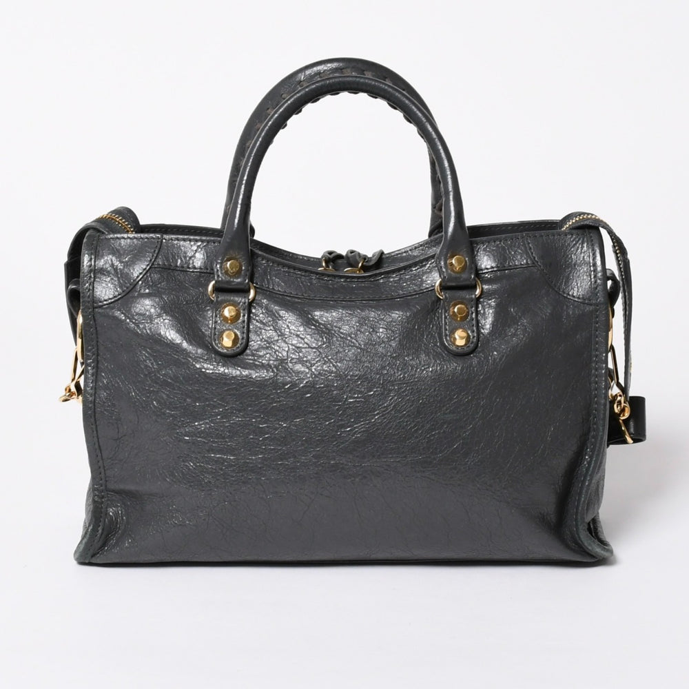 BALENCIAGA バレンシアガ クラシック シティ 2WAY ショルダーバッグ 431621 ダークグレー ゴールド金具 美品 中古 4a007006
