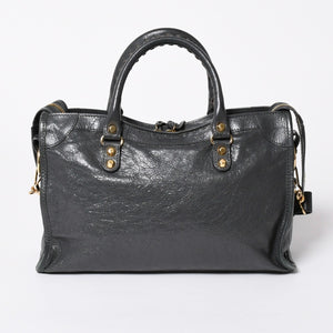 BALENCIAGA バレンシアガ クラシック シティ 2WAY ショルダーバッグ 431621 ダークグレー ゴールド金具 美品 中古 4a007006