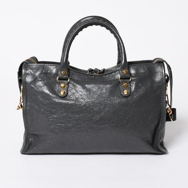 BALENCIAGA バレンシアガ クラシック シティ 2WAY ショルダーバッグ 431621 ダークグレー ゴールド金具 美品 中古 4a007006