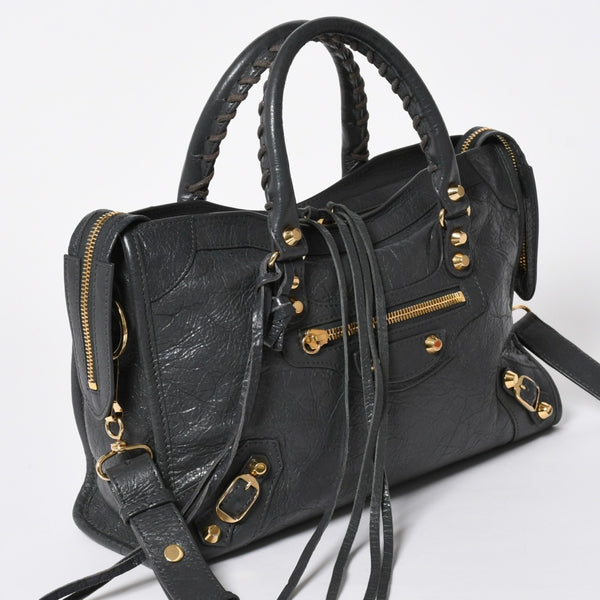 BALENCIAGA バレンシアガ クラシック シティ 2WAY ショルダーバッグ 431621 ダークグレー ゴールド金具 美品 中古 4a007006