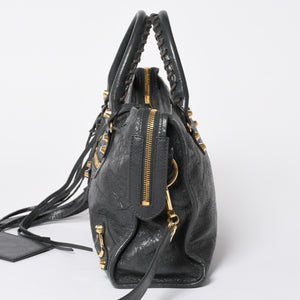 BALENCIAGA バレンシアガ クラシック シティ 2WAY ショルダーバッグ 431621 ダークグレー ゴールド金具 美品 中古 4a007006