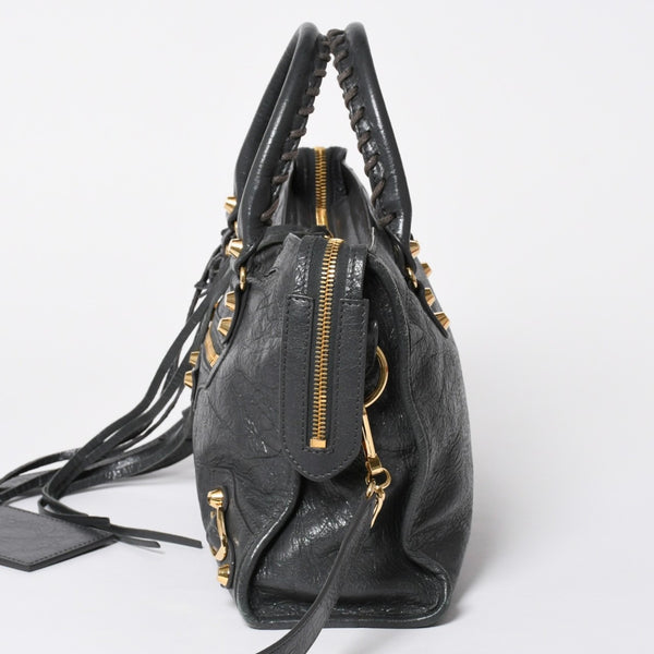 BALENCIAGA バレンシアガ クラシック シティ 2WAY ショルダーバッグ 431621 ダークグレー ゴールド金具 美品 中古 4a007006
