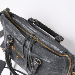 BALENCIAGA バレンシアガ クラシック シティ 2WAY ショルダーバッグ 431621 ダークグレー ゴールド金具 美品 中古 4a007006