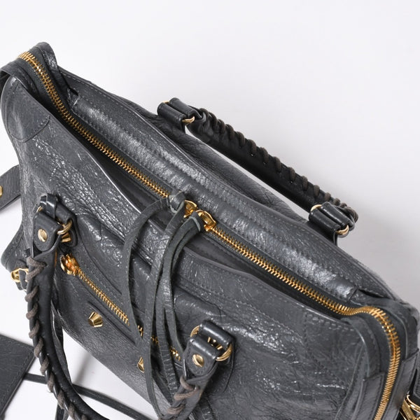 BALENCIAGA バレンシアガ クラシック シティ 2WAY ショルダーバッグ 431621 ダークグレー ゴールド金具 美品 中古 4a007006