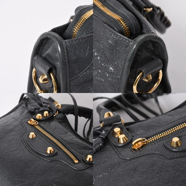 BALENCIAGA バレンシアガ クラシック シティ 2WAY ショルダーバッグ 431621 ダークグレー ゴールド金具 美品 中古 4a007006
