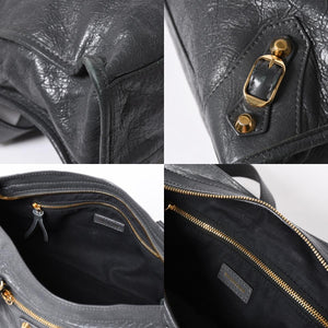 BALENCIAGA バレンシアガ クラシック シティ 2WAY ショルダーバッグ 431621 ダークグレー ゴールド金具 美品 中古 4a007006