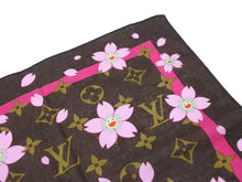 画像をギャラリービューアに読み込む, 極美品 LOUIS VUITTON ルイヴィトン LV × TM カレ モノグラム チェリーブロッサム スカーフ 村上隆 マロン M71920 中古 4b007010