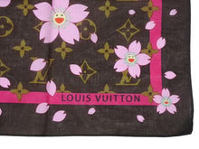 画像をギャラリービューアに読み込む, 極美品 LOUIS VUITTON ルイヴィトン LV × TM カレ モノグラム チェリーブロッサム スカーフ 村上隆 マロン M71920 中古 4b007010