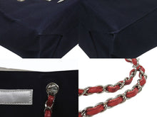 画像をギャラリービューアに読み込む, 極美品 CHANEL シャネル トートバッグ チェーンショルダー ココマーク 7番台 No.5 ネイビー シルバー キャンバス レザー 中古 4b007015