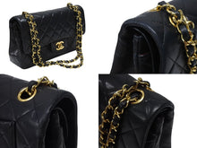 画像をギャラリービューアに読み込む, 極美品 CHANEL シャネル マトラッセ23 Wフラップ Wチェーンショルダーバッグ 1番台 ラムスキン ココマーク ブラック ゴールド金具 中古 4b007017