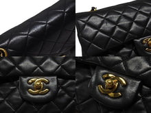 画像をギャラリービューアに読み込む, 極美品 CHANEL シャネル マトラッセ23 Wフラップ Wチェーンショルダーバッグ 1番台 ラムスキン ココマーク ブラック ゴールド金具 中古 4b007017